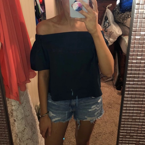 DARK TEAL OFF THE SHOULDER TOP - Picture 3 of 6